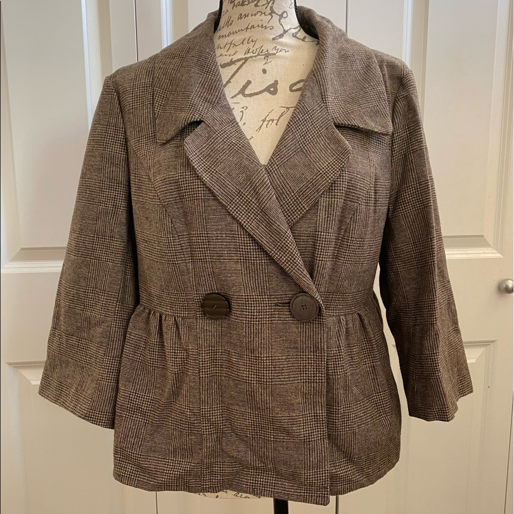 Beautiful Mac & Jac plaid peplum jacket, size 12